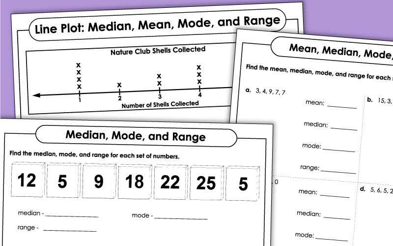 Mean, Median, Mode, and Range Worksheets