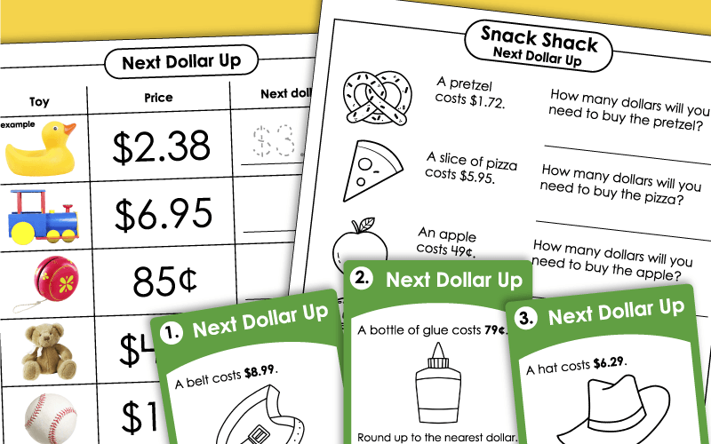 Dollar Up Worksheet, Grocery Items Under $10