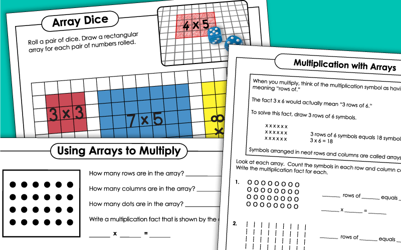 Multiplication with Arrays Worksheets