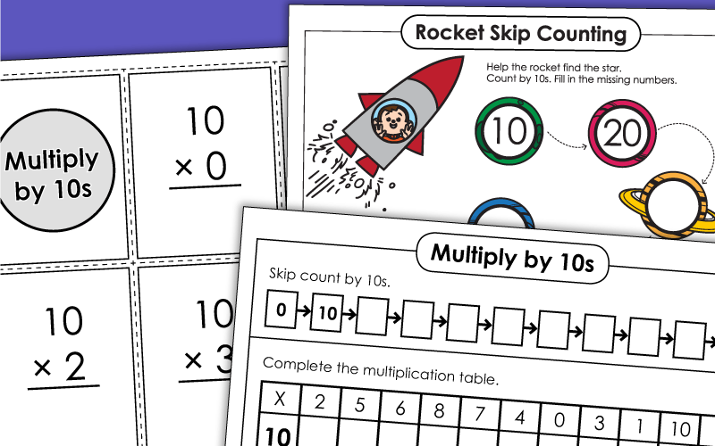 Multiplying by 10s Only Worksheets