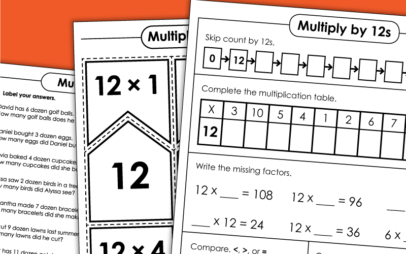 Multiply by 12 Worksheets