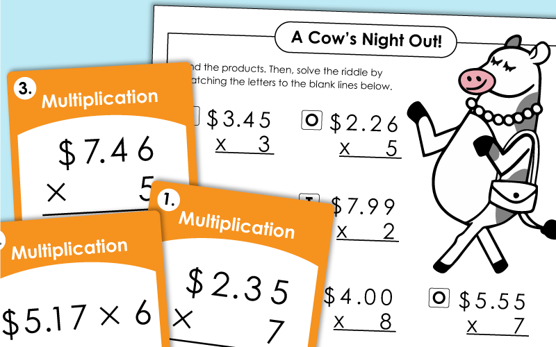 multiplying money worksheets