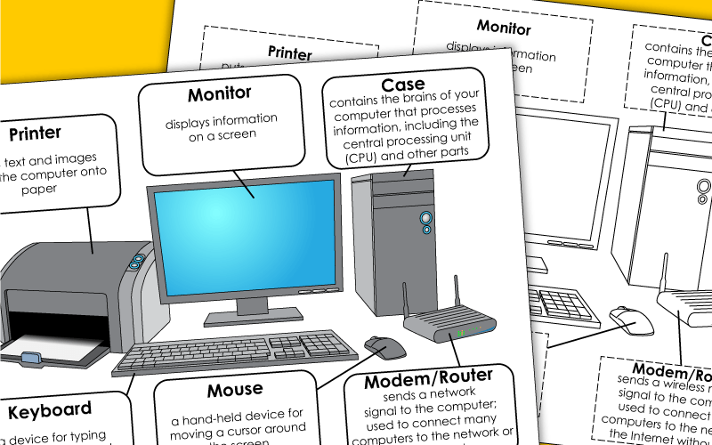 Parts of The Computer Worksheet, with Answer Keys by HajarTeachingTools