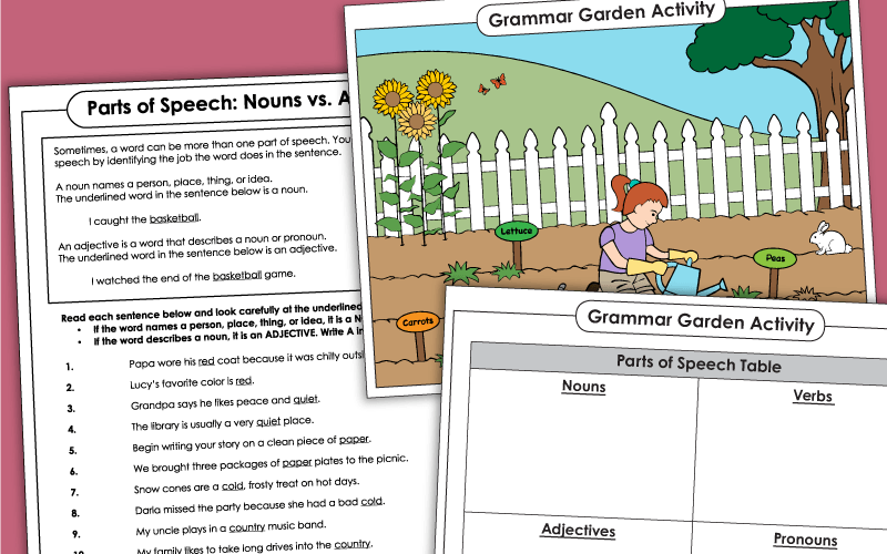 parts of speech worksheets