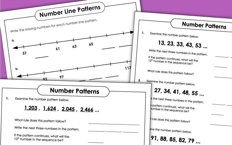 Number Pattern Worksheets