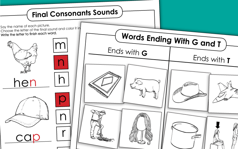 Final Consonant Sounds - Worksheets