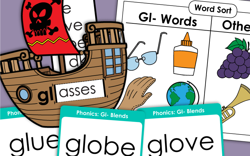 Gl- Consonant Blend Worksheets