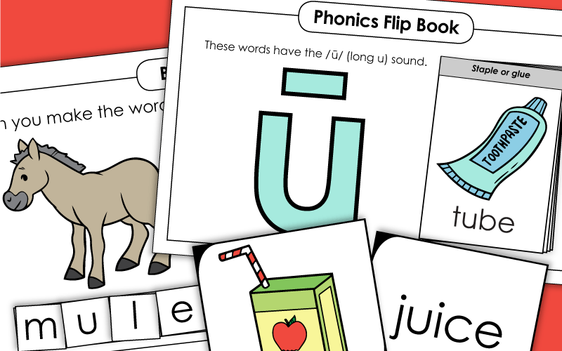 long u vowel sound phonics worksheets