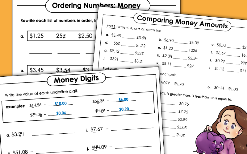 Money Place Value Worksheets