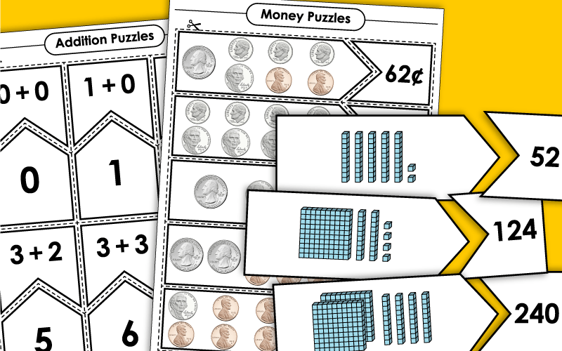 puzzle match math games Worksheets