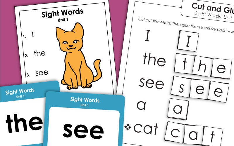 Sight Words Worksheets - Unit 1