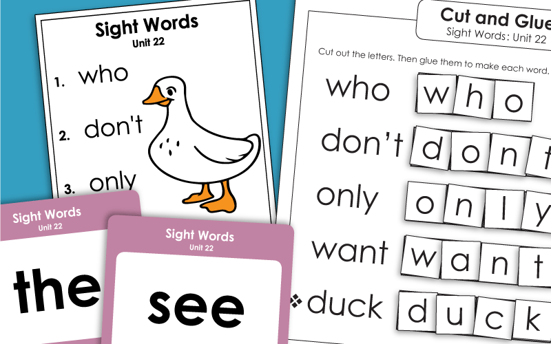 Sight Words Worksheets - Unit 22