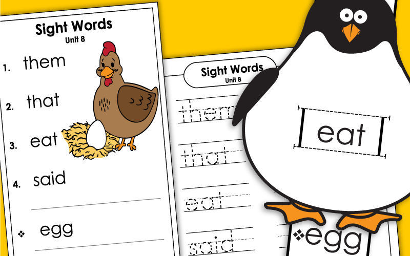 Sight Words Worksheets - Unit 8
