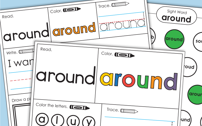 Sight Word Worksheets: Around Sight Word Worksheets: Around