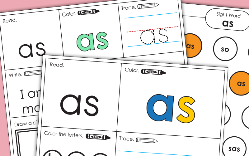 Sight Word Worksheets: As Sight Word Worksheets: As