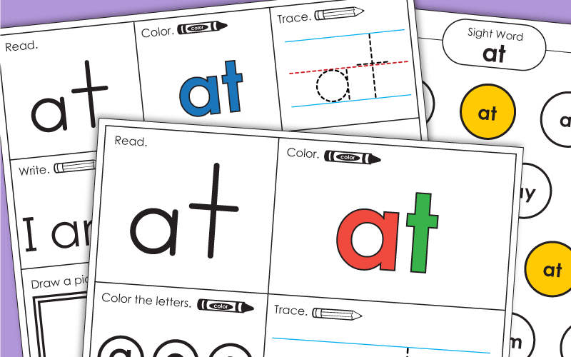 Sight Word Worksheets: At Sight Word Worksheets: At
