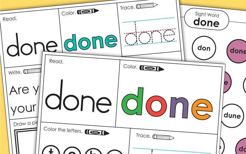 Sight Word Worksheets: Done Sight Word Worksheets: Done