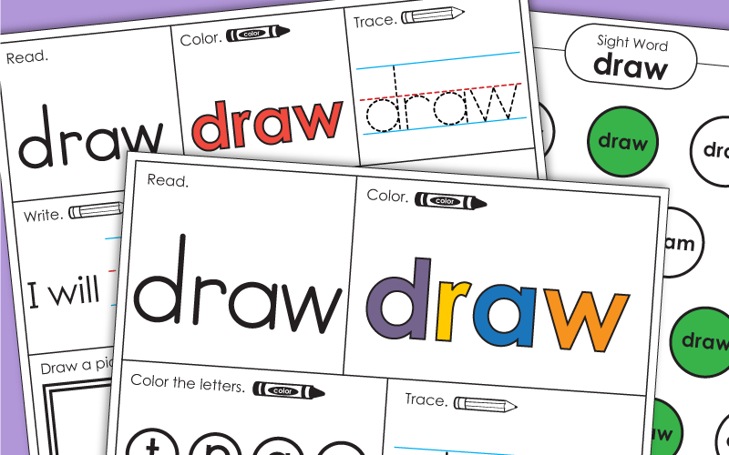 Sight Word Draw Worksheets