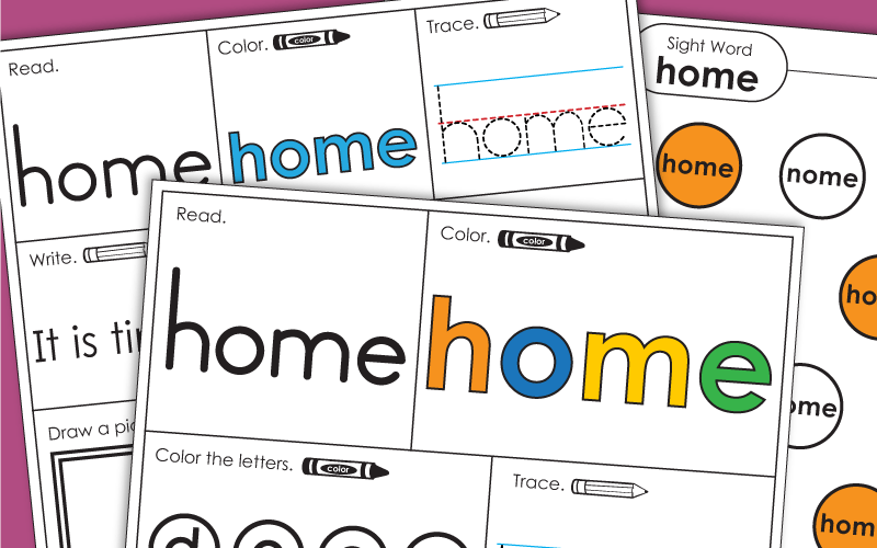Sight Word Worksheets: Home Sight Word Worksheets: Home
