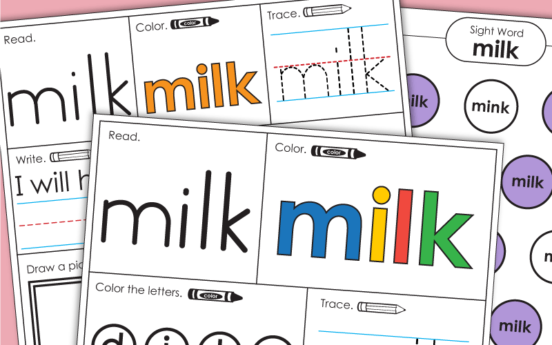 Sight Word: milk