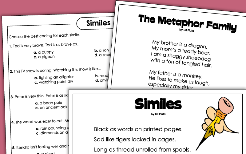 simile and metaphor worksheets