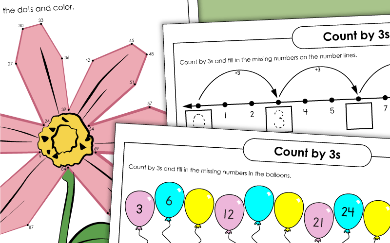 Skip Counting by 3s Worksheets