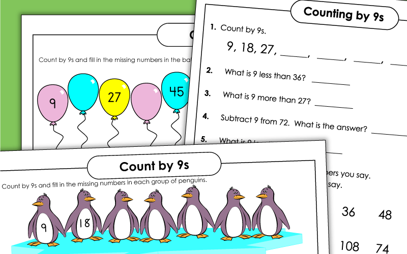 Skip Counting by 9s Worksheets Skip Counting by 9s Worksheets