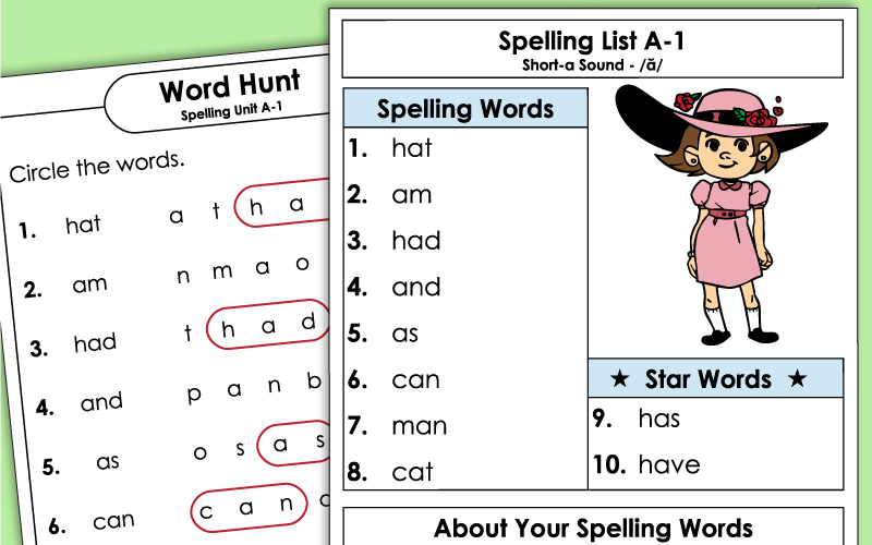 1st Grade Spelling Worksheets - Unit 1 1st Grade Spelling Worksheets - Unit 1