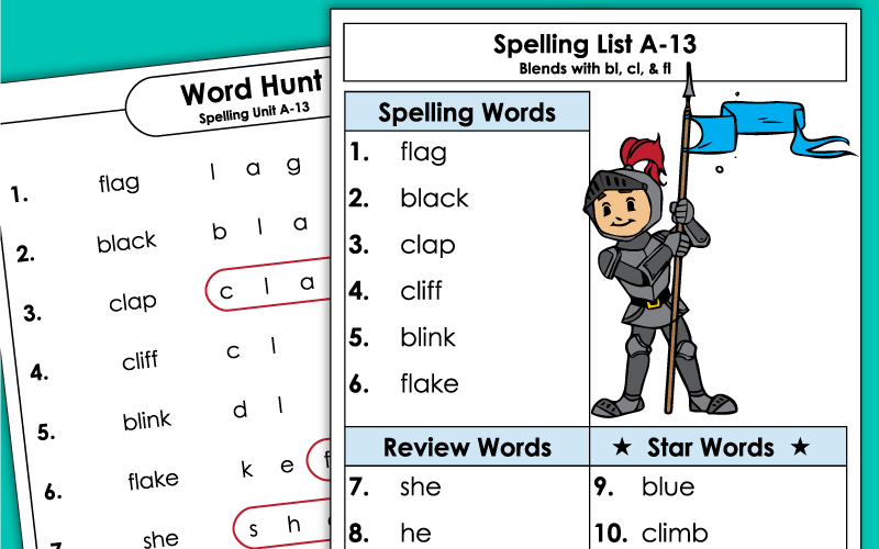 1st Grade Unit 13 - Spelling Worksheets