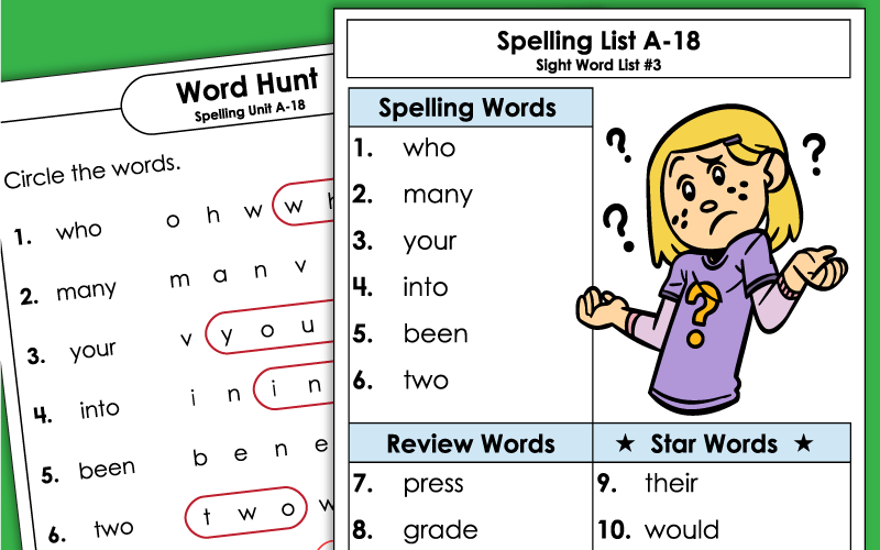 1st Grade Unit 18 - Spelling Worksheets