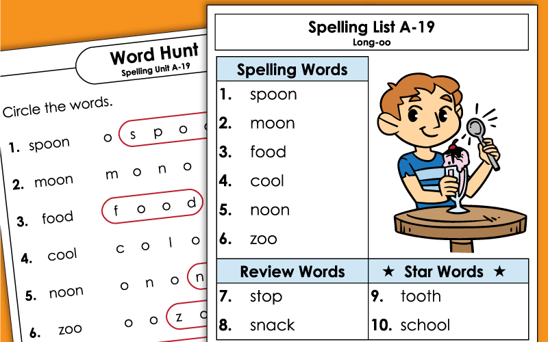 Spelling Worksheets - Grade 1 Unit 19