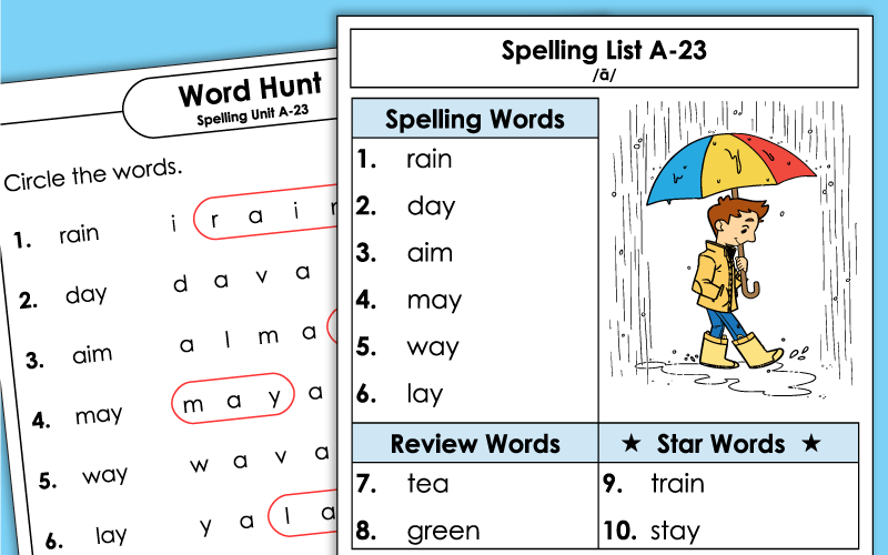 1st Grade Spelling Worksheets - Unit 23