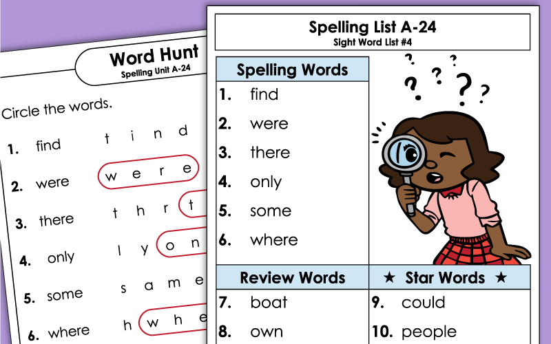 1st Grade Unit 24 - Spelling Worksheets