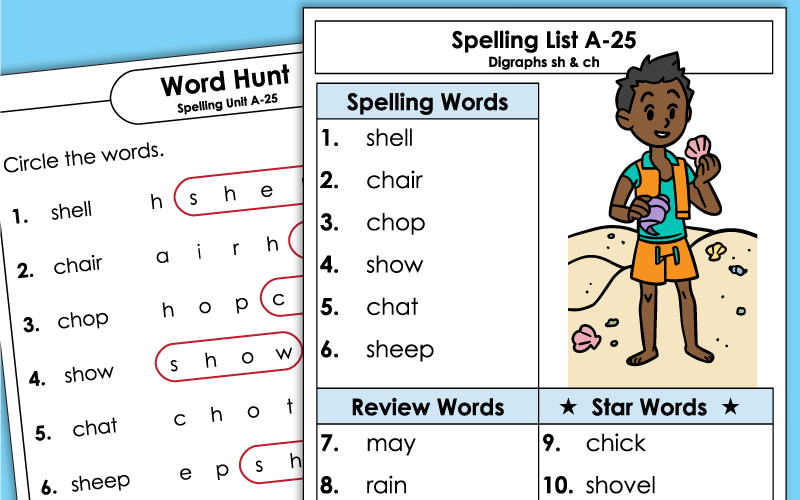 Spelling Worksheets - Grade 1 Unit 25