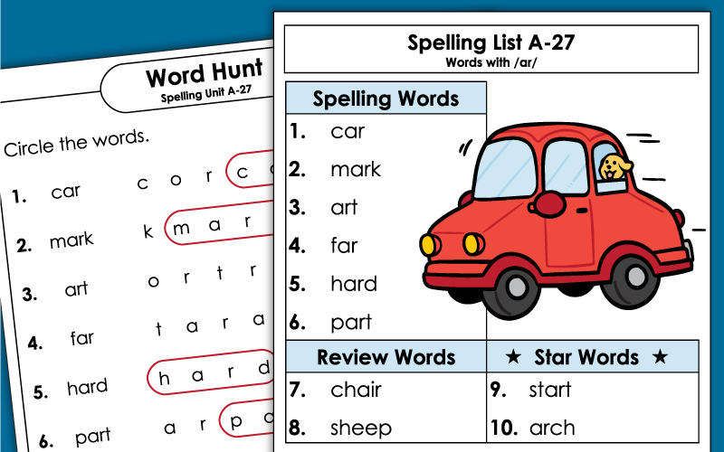 1st Grade Unit 27 - Spelling Worksheets