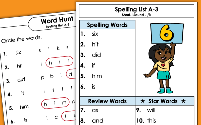 First Grade Spelling Words - Unit 3