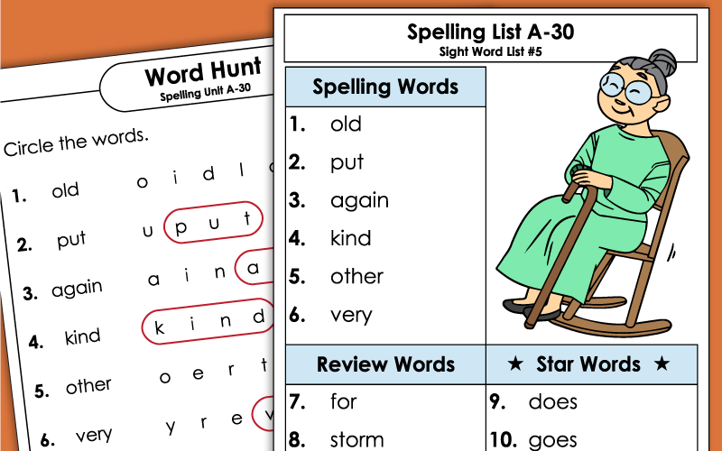 1st Grade Unit 30 - Spelling Worksheets