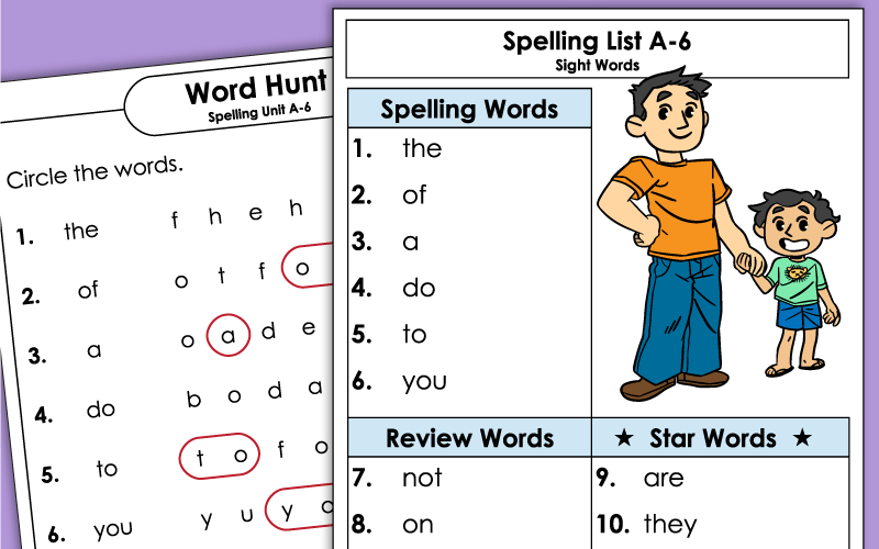 Spelling Worksheets - Grade 1 Unit 6