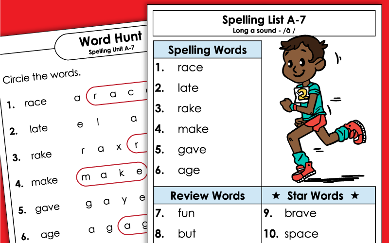 Grade 1 Spelling Worksheets - Unit 7