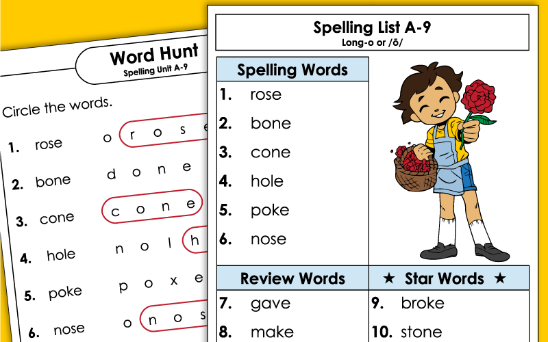 Spelling Worksheets - Grade 1 Unit 9