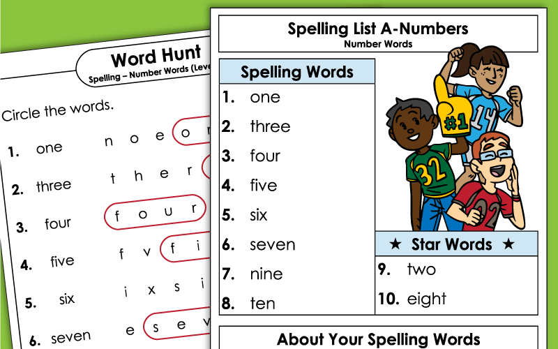 Grade 1 Spelling Worksheets - Number Words