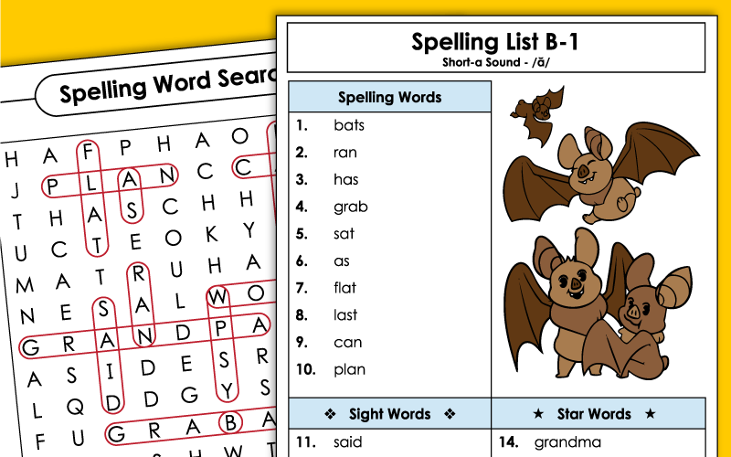 Spelling Worksheets - Grade 1 Unit 1