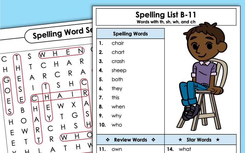 Second Grade Spelling Worksheets - Unit 11