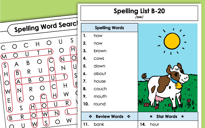 Spelling Worksheets - Grade 1 - Unit 20