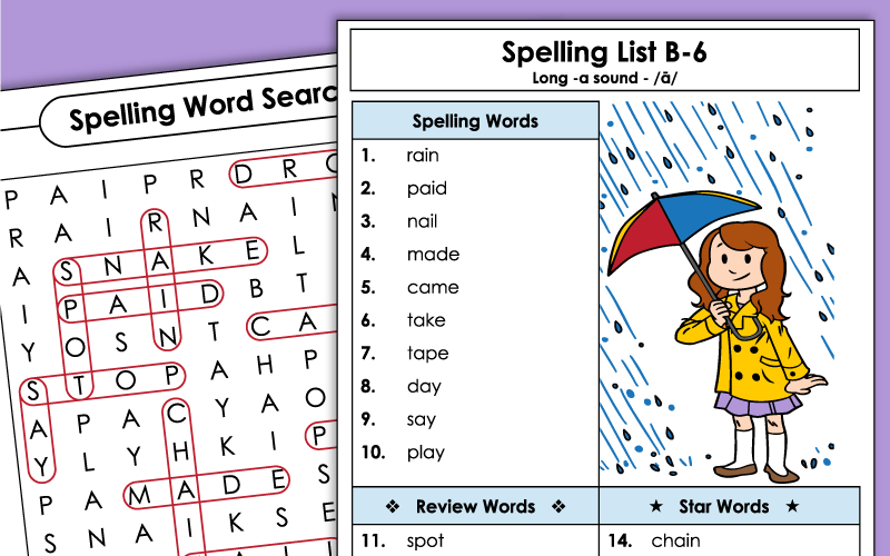 Spelling Worksheets - Grade 2 - Unit 6