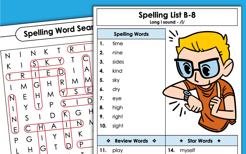 Second Grade Spelling Worksheets - Unit 8