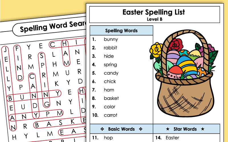 Second Grade Spelling Worksheets - Easter