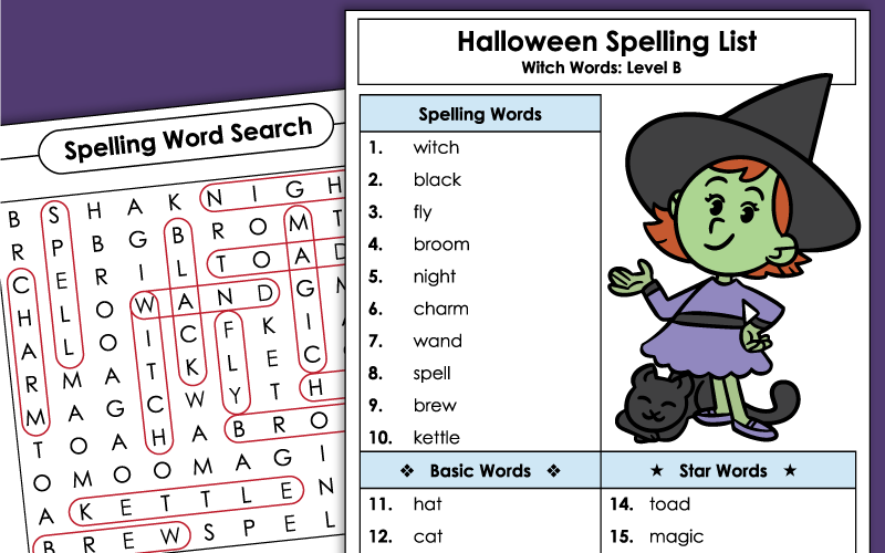 Spelling Worksheets - 2nd Grade - Halloween