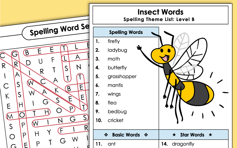 Grade 2 Spelling Worksheets - Insects