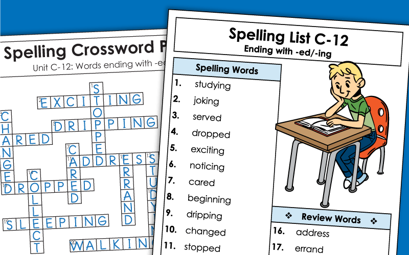 Third Grade Spelling Worksheets - Unit 12